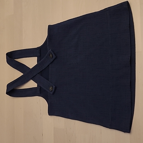 EUC Madewell Navy Apron Top with Criss Cross Straps and Button Details - Picture 6 of 9